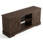 Rustic Farmhouse Wood TV Stand with X-Pattern Barn Doors