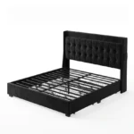 Velvet Upholstered Bed Frame with Storage Drawers