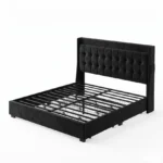 Queen Black Velvet Upholstered Platform Bed