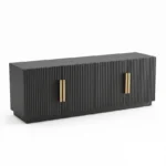Modern Fluted 4-Door TV Stand & Media Console – Black