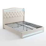 Ambient LED Velvet Upholstered Platform Bed