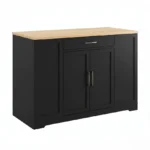Premium Black Wooden Kitchen Island Cart with Storage