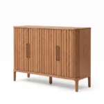 Solid Red Oak Fluted 4-Door Sideboard