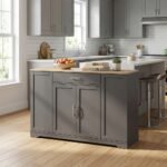 Modern dark grey wooden sideboard cabinet with a light wood top in a contemporary home setting, manufactured by MMK Furniture Makers for B2B wholesale.