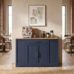 Modern navy blue sideboard buffet credenza used as coffee bar station, wholesale OEM custom furniture by MMK Trade Inc