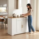 Wholesale wooden storage credenza cabinet with brass handles for living room by MMK TRADE INC