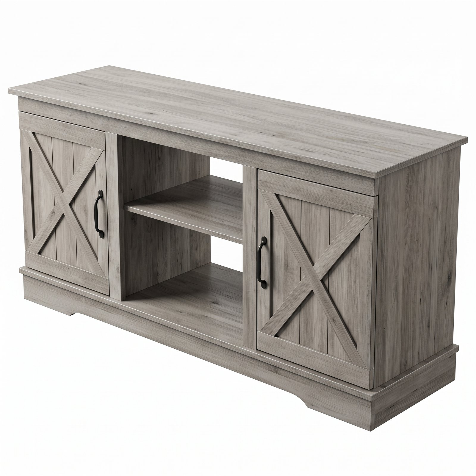 01-FNLRTV-8034 Farmhouse Grey Wood TV Stand & Media Console - Image 1