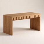 modern natural oak fluted writing desk executive home office desk