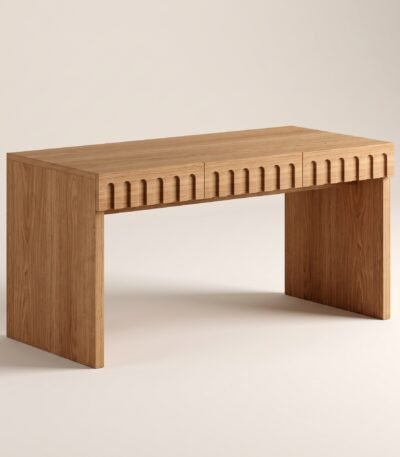 modern natural oak fluted writing desk executive home office desk