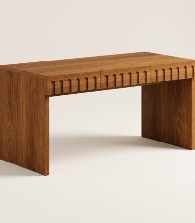 modern natural oak fluted writing desk executive home office desk