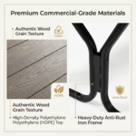 Commercial-Grade HDPE Folding Picnic Table with Attached Benches (Wood Grain Finish) - Image 2