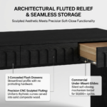 Close-up of CNC carved fluted drawer front with smooth soft-close drawer slides - MMK Furniture Makers.