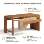 solid rubberwood frame red oak veneer desk construction materials