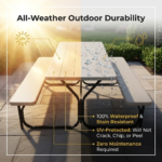 Commercial-Grade HDPE Folding Picnic Table with Attached Benches (Wood Grain Finish) - Image 4