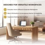 luxury executive office setup with natural oak wood desk