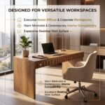 luxury executive office setup with natural oak wood desk