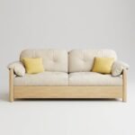 1.A-pristine-frontal-view-of-the-MMK-Furniture-Makers-custom-two-seater-sofa-bed-with-a-light-wood-frame-and-beige-fabric-cushions-designed-for-B2B-wholesale.