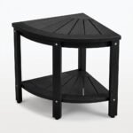 Black-outdoor-corner-side-table-with-2-tier-fan-design.