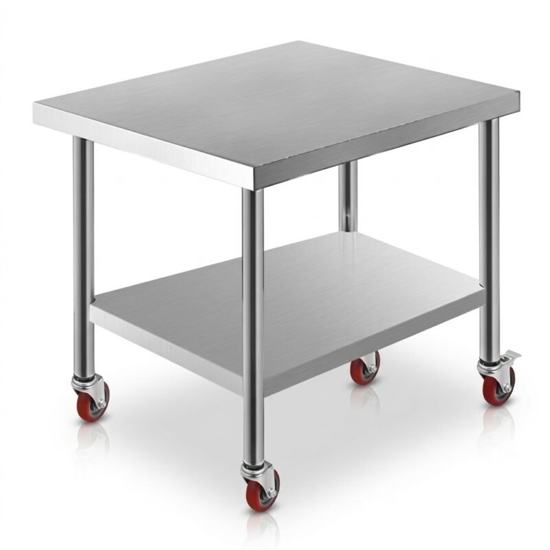 Commercial-stainless-steel-work-table-with-caster-wheels-by-MMK-Furniture-Makers.
