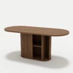 Light-oak-oval-fluted-pedestal-dining-table-with-built-in-storage-by-MMK-Furniture-Makers.