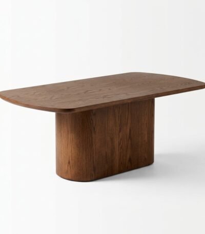 MMK-Furniture-red-oak-pedestal-dining-table-with-rounded-rectangular-top.