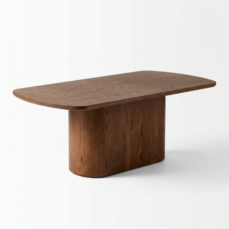 MMK-Furniture-red-oak-pedestal-dining-table-with-rounded-rectangular-top.