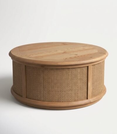 MMK-Furniture-round-pine-wood-coffee-table-with-woven-drum-base-on-white-background.