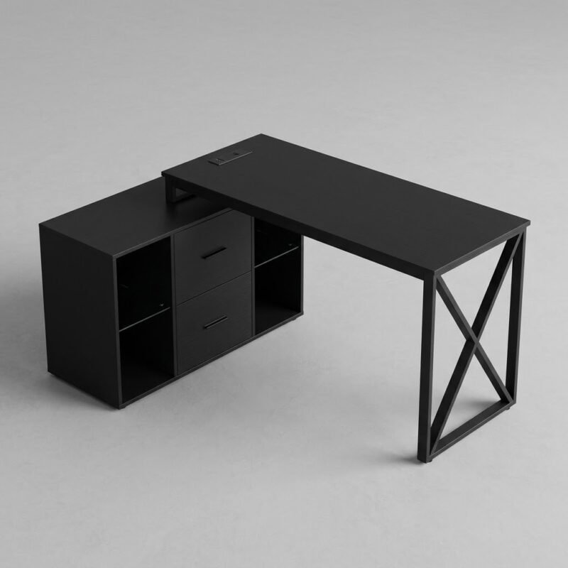 Modern-black-L-shaped-computer-desk-with-storage-cabinet-by-MMK-Furniture-Makers.