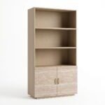 Modern-red-oak-storage-cabinet-with-open-shelves-and-lower-double-doors-by-MMK-Furniture-Makers.