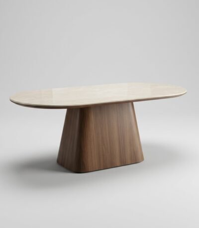Professional-studio-shot-of-the-MMK-beige-stone-and-walnut-dining-table.