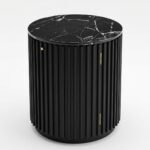 Round-fluted-black-wood-side-table-with-marble-top-by-MMK-Furniture-Makers.