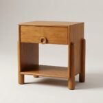 Solid-wood-nightstand-with-drawer-on-clean-studio-background.