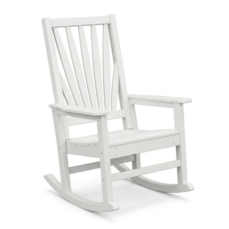 White-poly-lumber-outdoor-rocking-chair-for-patio-and-garden.