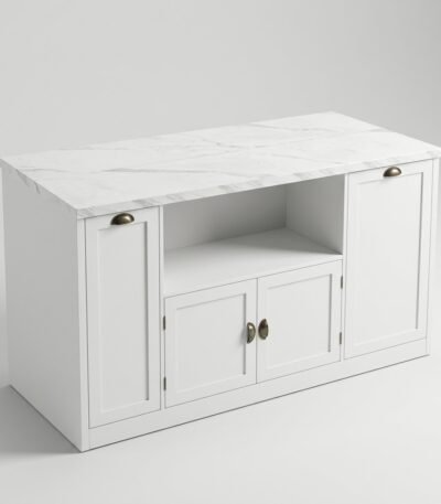 White-sideboard-storage-cabinet-with-marble-top-by-MMK-Furniture-Makers.