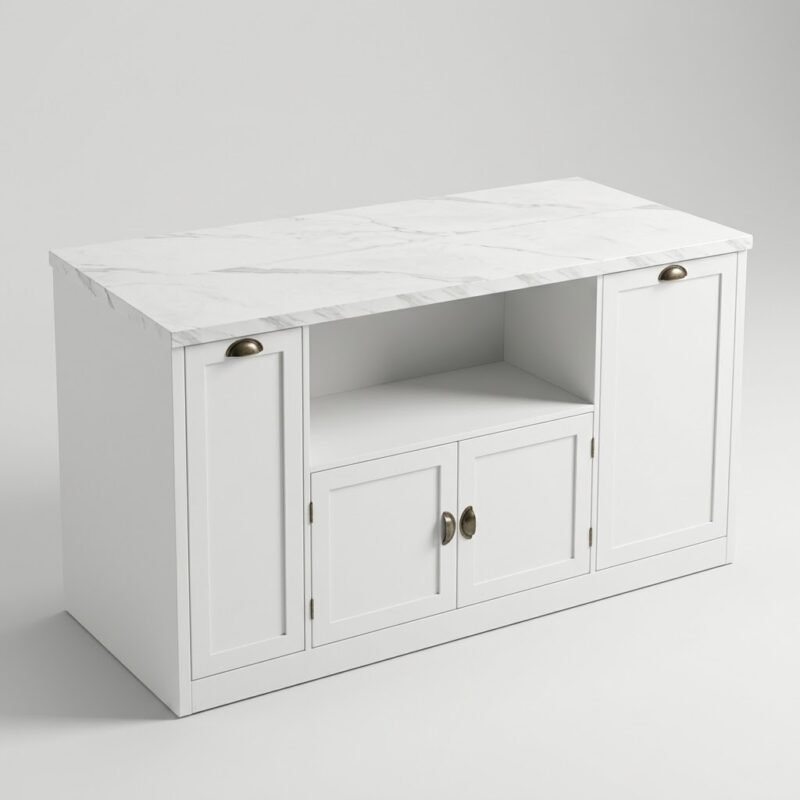 White-sideboard-storage-cabinet-with-marble-top-by-MMK-Furniture-Makers.