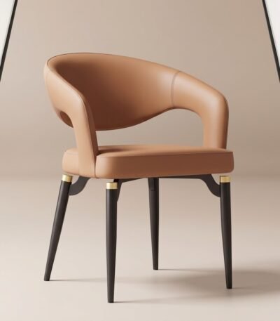 Wholesale-modern-caramel-PU-leather-dining-chair-with-black-and-gold-metal-legs-by-MMK-Furniture-Makers.