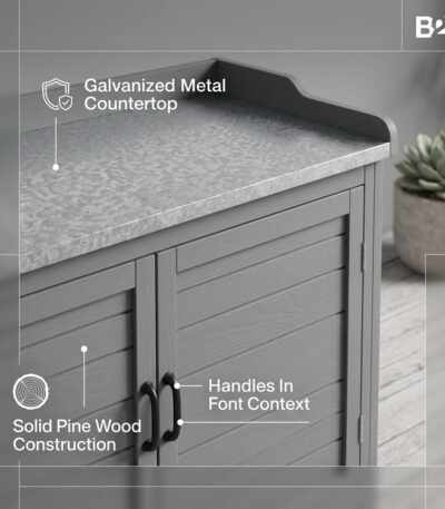 Close-up-details-of-solid-pine-wood-construction-and-rust-resistant-galvanized-steel-countertop-by-MMK.