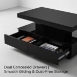 High-gloss-black-coffee-table-with-two-lower-storage-drawers-open.