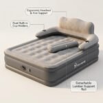 Inflatable-bed-featuring-built-in-backrest-armrests-and-cup-holders.