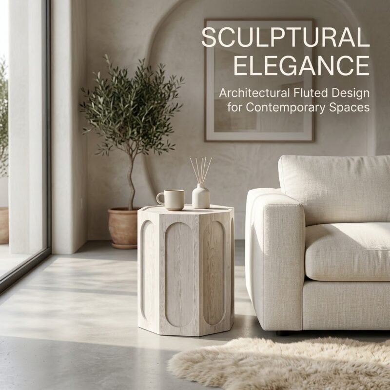 Octagonal-wood-end-table-styled-in-modern-luxury-living-room.
