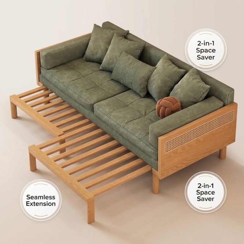 2.Pull-out-convertible-wooden-daybed-transitioning-from-sofa-to-bed.