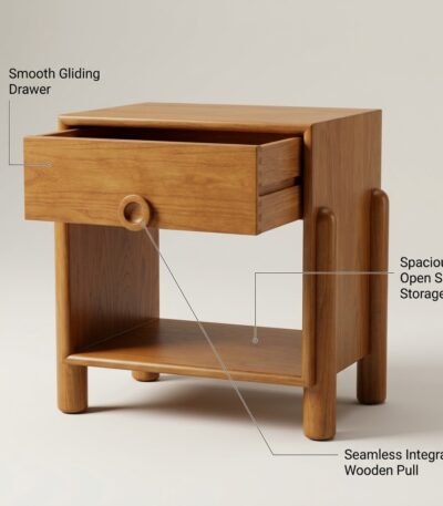 Side-table-with-smooth-sliding-drawer-and-open-shelf-display.