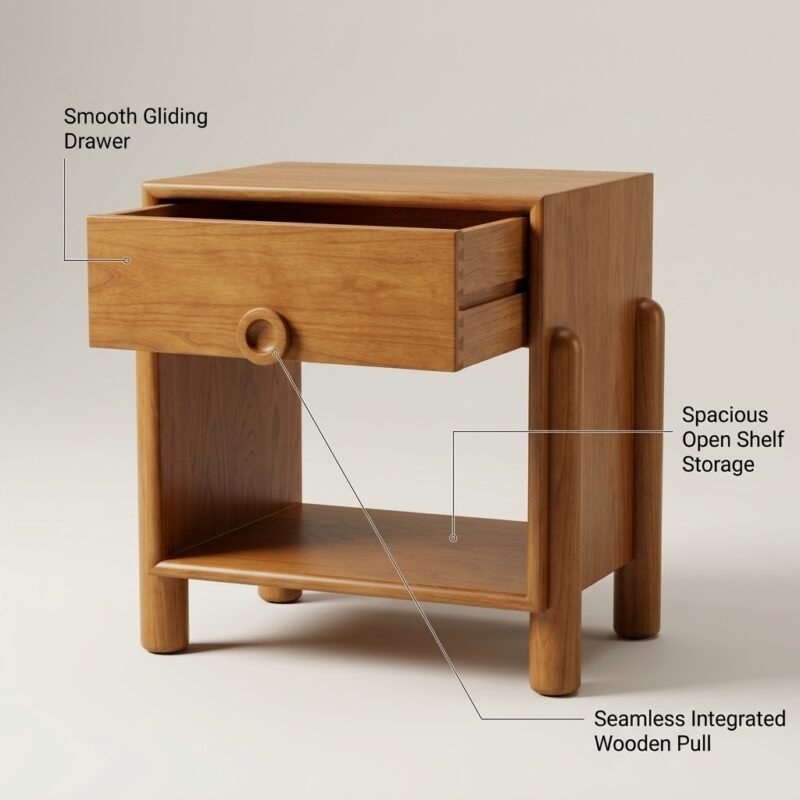 Side-table-with-smooth-sliding-drawer-and-open-shelf-display.
