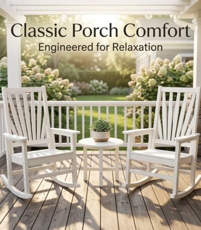 Two-white-poly-wood-rocking-chairs-on-a-sunny-porch.