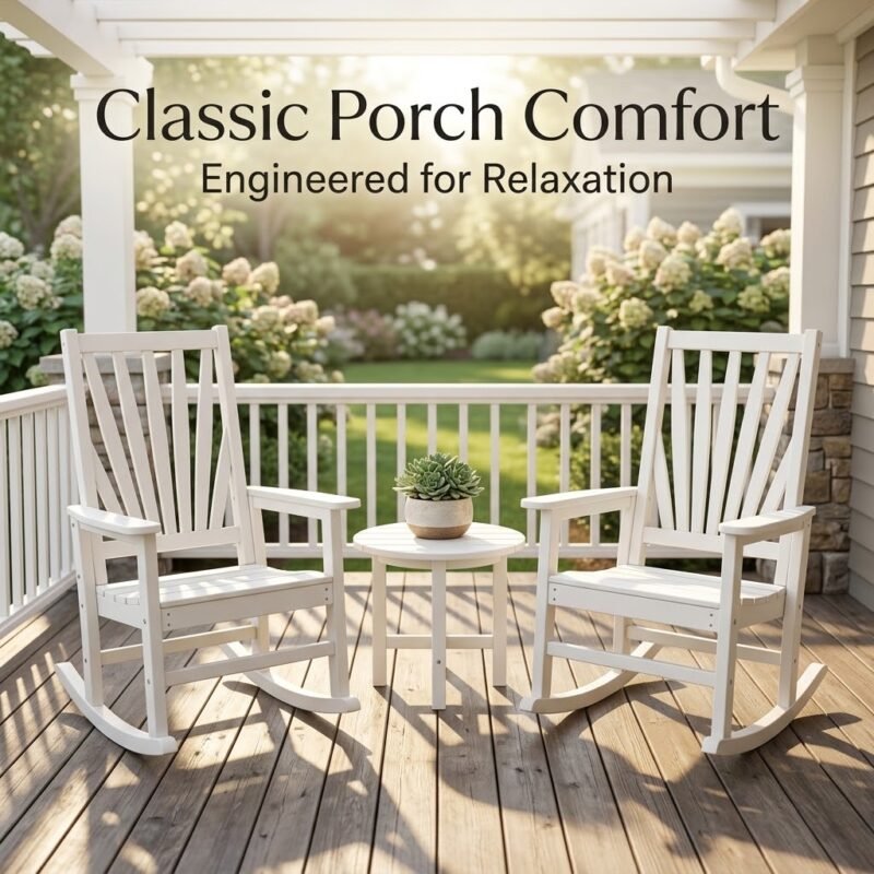 Two-white-poly-wood-rocking-chairs-on-a-sunny-porch.