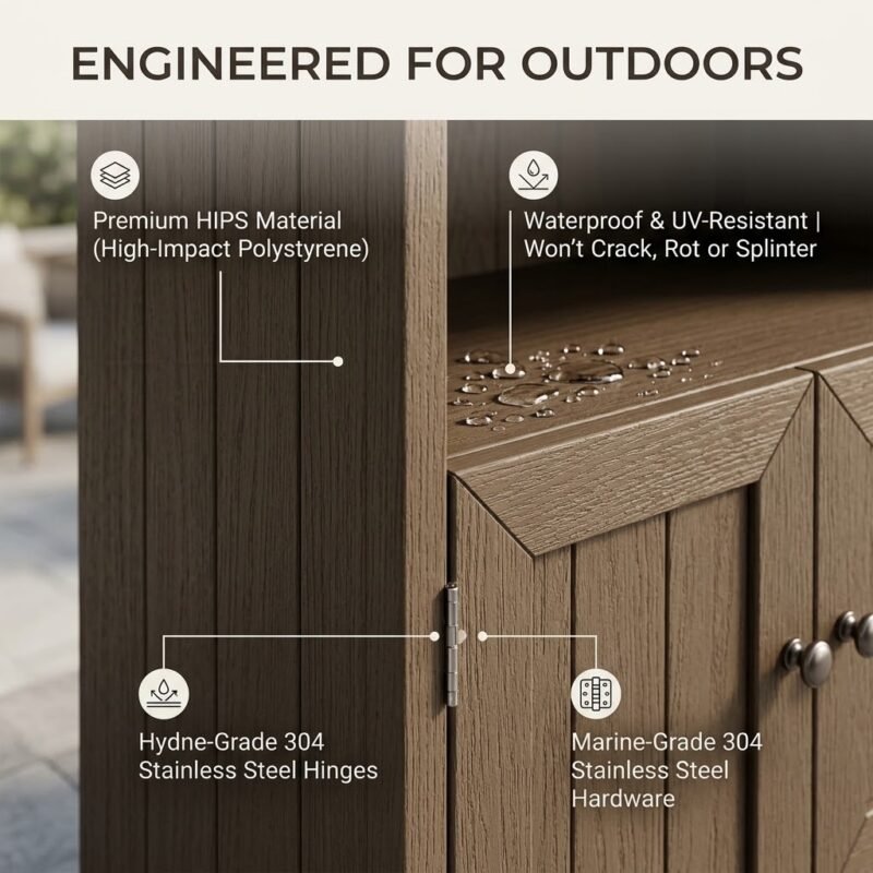 Weatherproof-HIPS-poly-lumber-sideboard-resistant-to-UV-rain-and-rot.