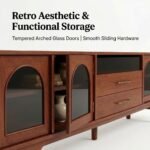Arched-tempered-glass-doors-on-vintage-TV-stand.
