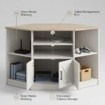 Multi-tier-storage-compartments-of-wood-corner-entertainment-center.