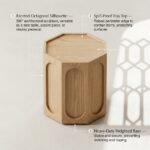 Architectural-faceted-octagonal-wooden-side-table-with-tray-top-lip.
