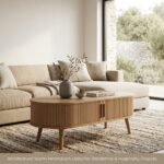 Oval-fluted-coffee-table-styled-in-a-sunlit-modern-Japandi-living-room.